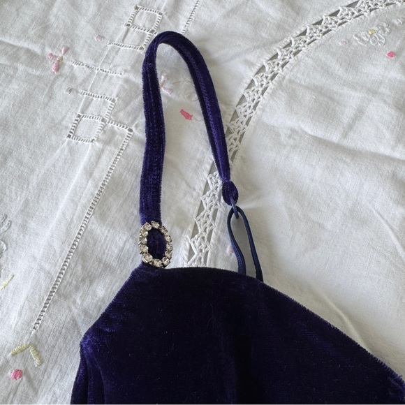 Stunning Y2K Velvet Corset Bustier Top in Deep Purple/Blue - Picture 6 of 9